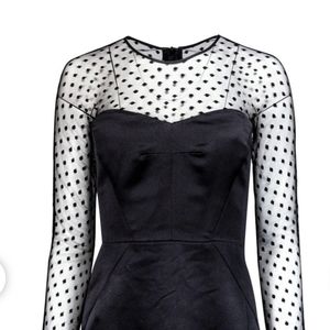 Milly Black Dress With Illusion Sleeves